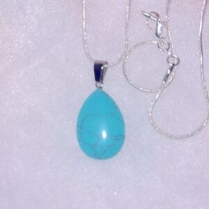 Boho Natural Turquoise Sterling Silver 16” Necklace